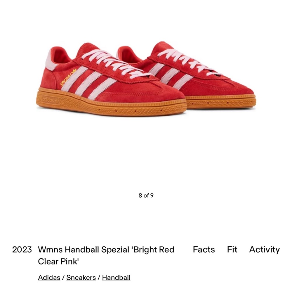 Adidas Women’s Handball Spezial Bright Red & Clear Pink Size 10